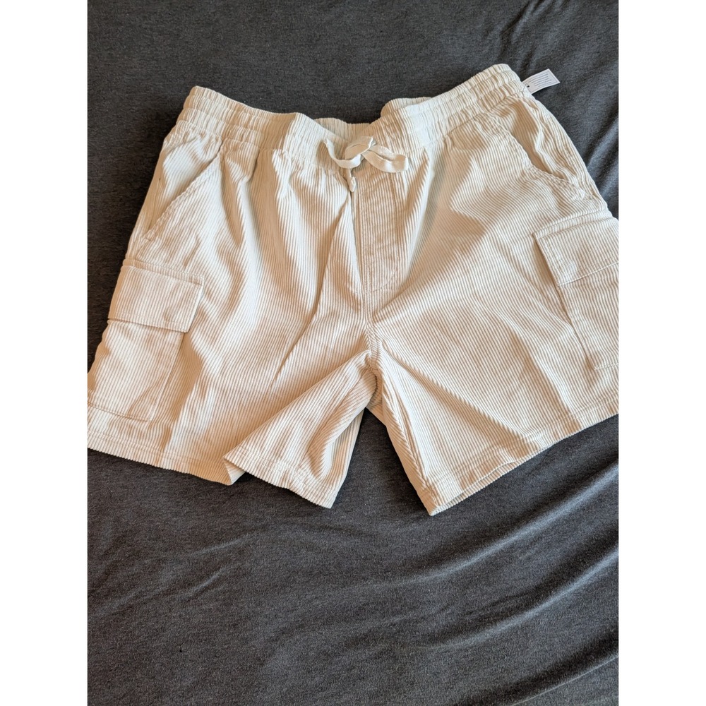 No Boundaries Mens XL 40-42 Corduroy Cargo Shorts Cream Off-White Drawstring NWT